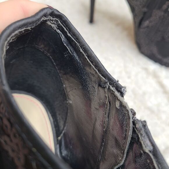 Betsey Johnson Marah Black Sequin Peep-toe Heeled Ankle Booties - Picture 8 of 10